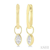 1/3 ctw Bezel Set Marquise Cut Diamond Huggie Earrings in 10K Yellow Gold